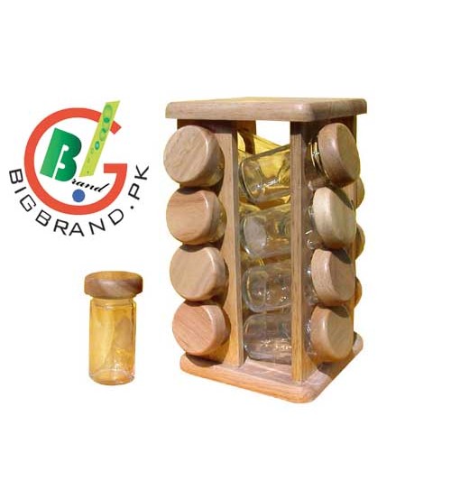 16 Revolving Wooden Masala Jar with Stand